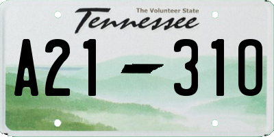 TN license plate A2131O