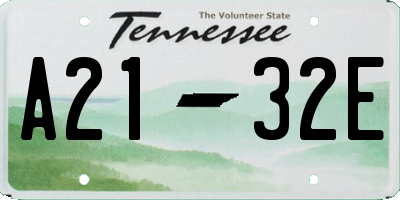 TN license plate A2132E