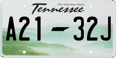 TN license plate A2132J