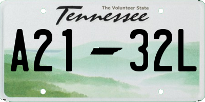 TN license plate A2132L