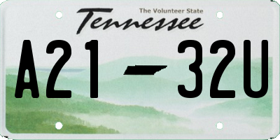TN license plate A2132U