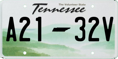 TN license plate A2132V