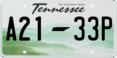 TN license plate A2133P