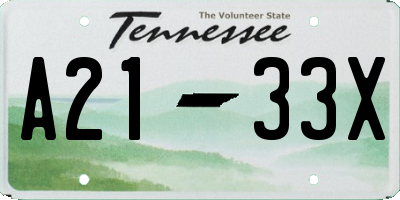 TN license plate A2133X