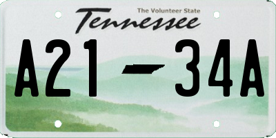 TN license plate A2134A