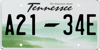 TN license plate A2134E
