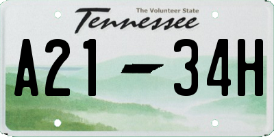 TN license plate A2134H