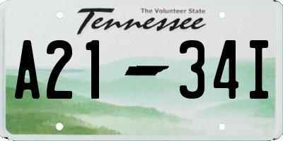 TN license plate A2134I