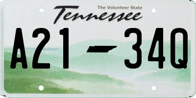 TN license plate A2134Q