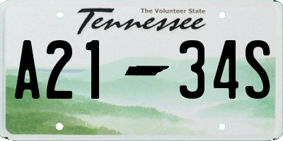 TN license plate A2134S