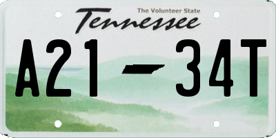 TN license plate A2134T