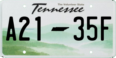 TN license plate A2135F
