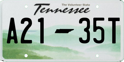 TN license plate A2135T