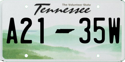 TN license plate A2135W