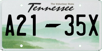 TN license plate A2135X