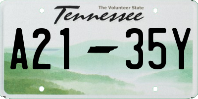 TN license plate A2135Y