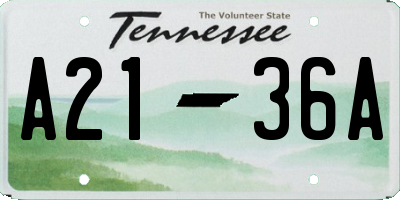TN license plate A2136A