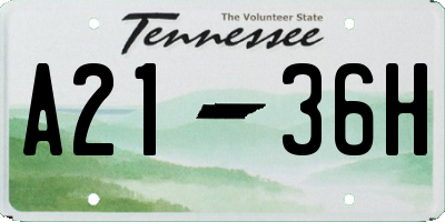 TN license plate A2136H