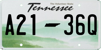 TN license plate A2136Q