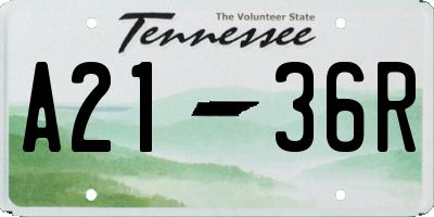 TN license plate A2136R