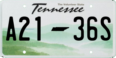 TN license plate A2136S