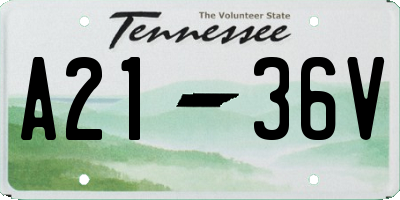 TN license plate A2136V