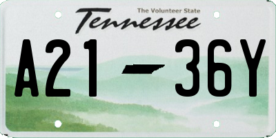 TN license plate A2136Y