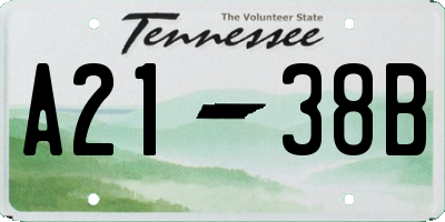 TN license plate A2138B