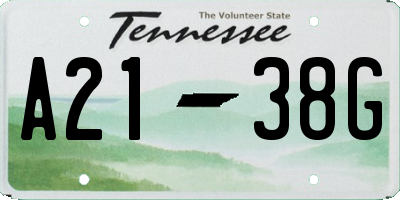 TN license plate A2138G