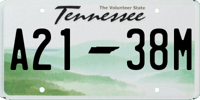 TN license plate A2138M
