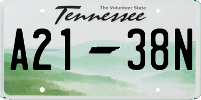 TN license plate A2138N