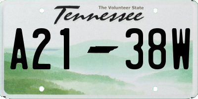 TN license plate A2138W