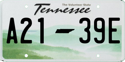 TN license plate A2139E
