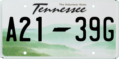 TN license plate A2139G