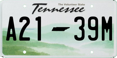 TN license plate A2139M