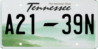 TN license plate A2139N