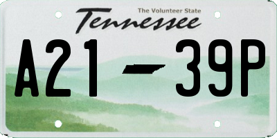 TN license plate A2139P