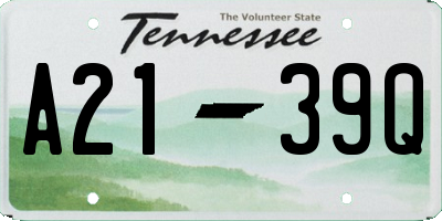 TN license plate A2139Q