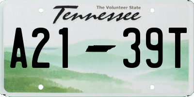 TN license plate A2139T