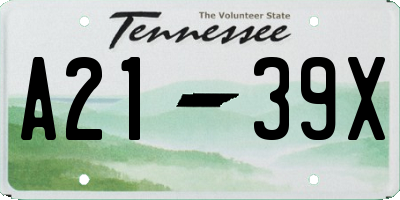 TN license plate A2139X