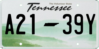 TN license plate A2139Y