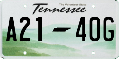 TN license plate A2140G