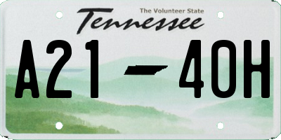 TN license plate A2140H