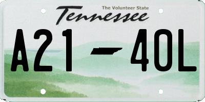 TN license plate A2140L
