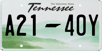 TN license plate A2140Y
