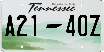 TN license plate A2140Z