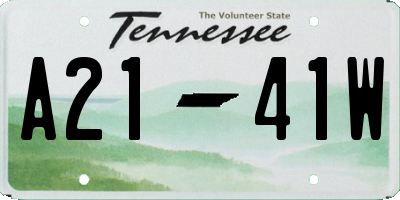 TN license plate A2141W