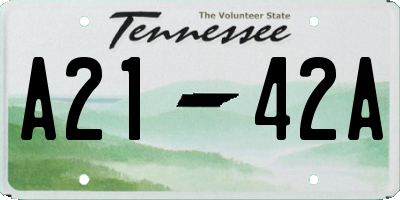TN license plate A2142A