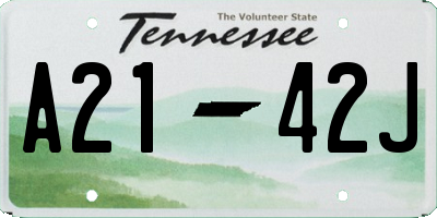 TN license plate A2142J