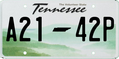 TN license plate A2142P